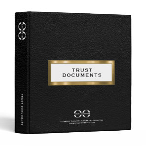 Elegant Black Leather Trust Documents Binder
