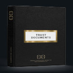 Elegant Black Leather Trust Documents Binder<br><div class="desc">Organize your estate planning and trust documents with this elegant black leather binder. Designed for estate planners, attorneys, and law firms, this binder features a white window framed in metallic gold showcasing the words "Trust Documents." The front and back of the binder offer space for a customizable logo and tagline,...</div>
