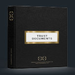 Elegant Black Leather Trust Documents Binder<br><div class="desc">Organize your estate planning and trust documents with this elegant black leather binder. Designed for estate planners, attorneys, and law firms, this binder features a white window framed in metallic gold showcasing the words "Trust Documents." The front and back of the binder offer space for a customizable logo and tagline,...</div>