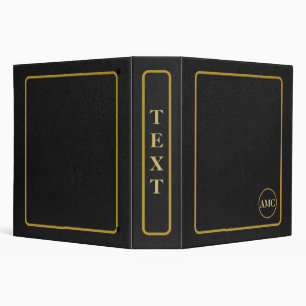 Elegant Black Leather with Gold Frame 3 Ring Binder
