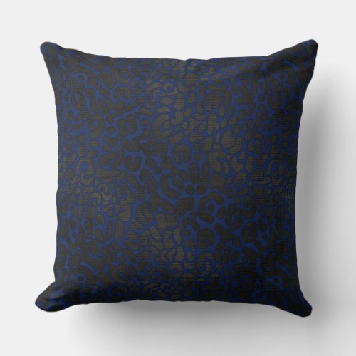 Elegant Black Leopard Animal Print on Dark Blue Throw Pillow