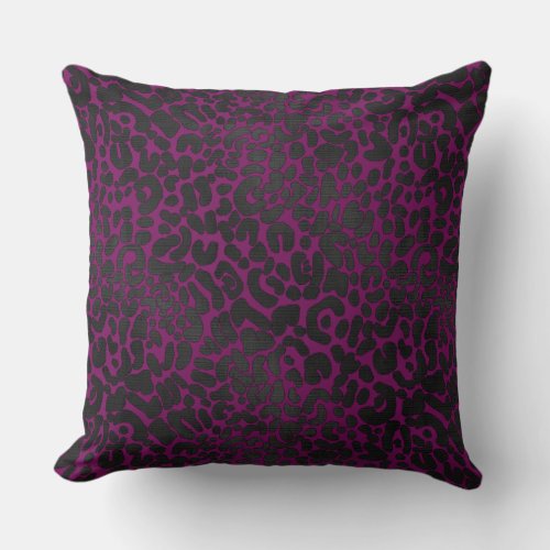 Elegant Black Leopard Animal Print on Pink Throw Pillow