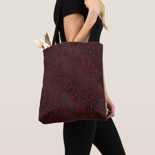 Elegant Black Leopard Animal Print on Red Tote Bag