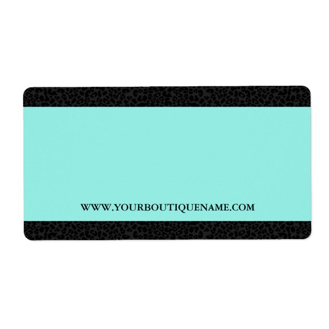 Elegant Black Leopard Aqua Stripe and Website Name Label (Front)