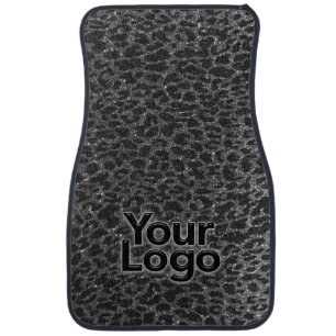 Elegant Black Leopard Glitter Company Logo Classic Car Floor Mat