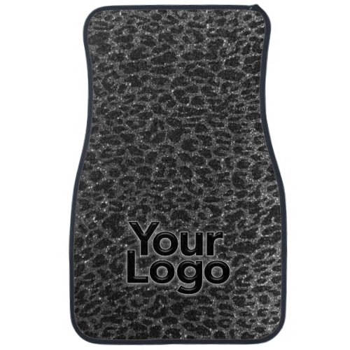 Elegant Black Leopard Glitter Company Logo Classic Car Floor Mat