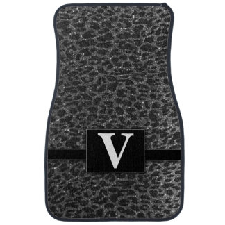 Elegant Black Leopard Glitter Monogrammed Classic Car Floor Mat