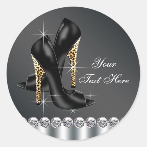 Elegant Black Leopard High Heel Shoe Stickers