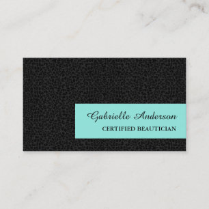Elegant Black Leopard Print Certified Beautician Business Card