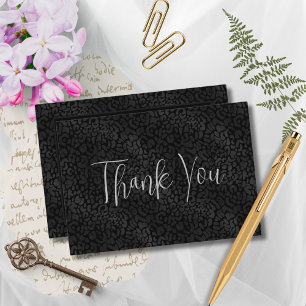 Elegant Black Leopard Print Mr. and Mrs. Wedding Thank You Card