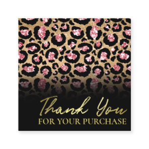 Elegant Black Leopard Thank You For Your Order Square Business Card