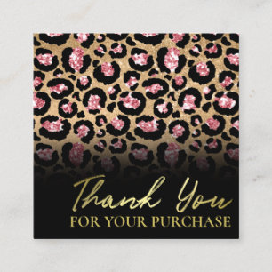 Elegant Black Leopard Thank You For Your Order Square Business Card