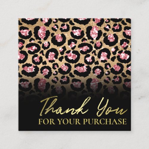 Elegant Black Leopard Thank You For Your Order Square Business Card