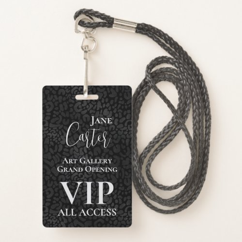 Elegant Black Leopard VIP All Access Pass Badge