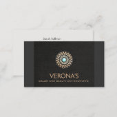 Elegant Black Linen and Gold Look Salon and Spa Business Card (Front/Back)