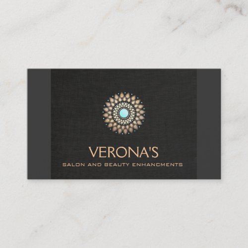 Elegant Black Linen and Gold Look Salon and Spa Business Cards