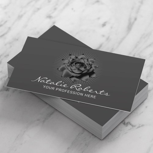 Elegant Black Lotus Flower Beauty Salon  SPA Business Card