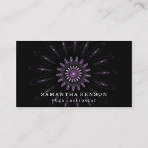 Elegant Black Lotus Flower Logo Yoga Business Card