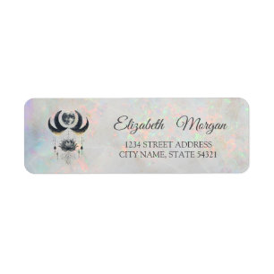 Elegant Black Lotus Moon Holographic Opal Label