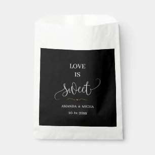 Elegant Black Love Is Sweet Wedding Favor Bag
