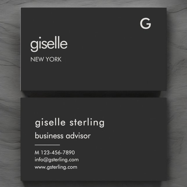 Elegant Black Luxury Modern Minimalist Monogram Business Card (Creator Uploaded)