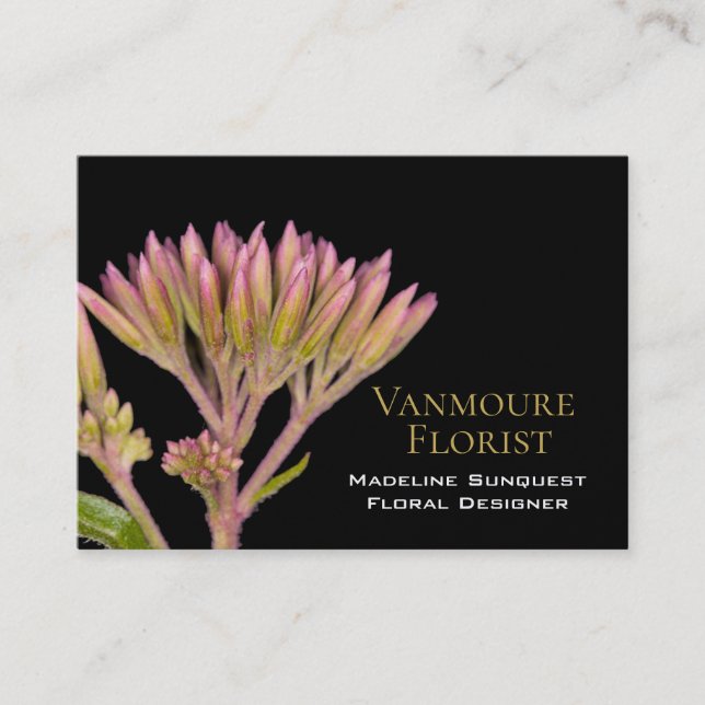 Elegant Black Luxury Pearl Florist Business Card (Front)