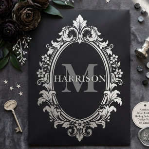 Elegant Black Luxury Victorian Monogram Poly Maile Envelope Mailers
