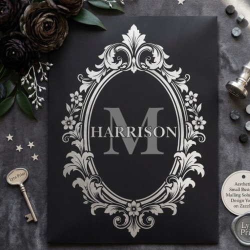 Elegant Black Luxury Victorian Monogram Poly Maile Envelope Mailers