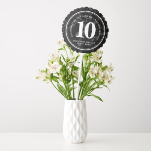 Elegant Black Marble 10 Years Work Anniversary Balloon