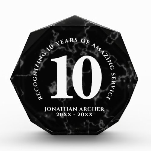 Elegant Black Marble 10 Years Work Anniversary Photo Block