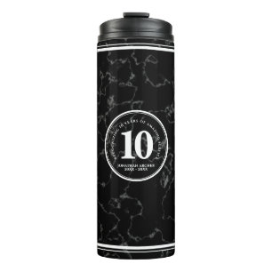 Elegant Black Marble 10 Years Work Anniversary Thermal Tumbler