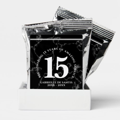 Elegant Black Marble 15 Years Work Anniversary Coffee Drink Mix