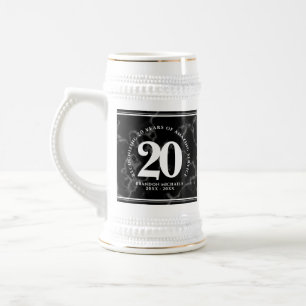 Elegant Black Marble 20 Years Work Anniversary Beer Stein