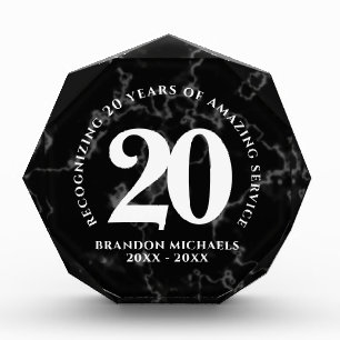 Elegant Black Marble 20 Years Work Anniversary Photo Block