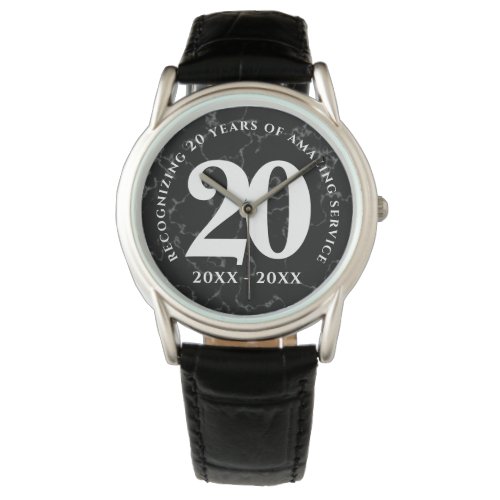 Elegant Black Marble 20 Years Work Anniversary Watch