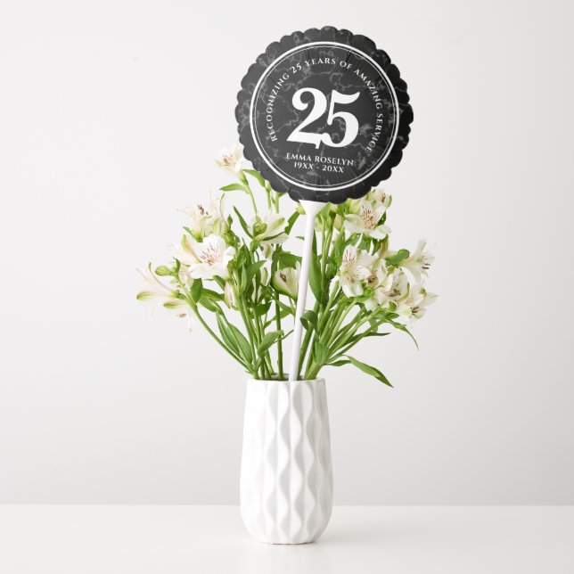 Elegant Black Marble 25 Years Work Anniversary Balloon (Vase)