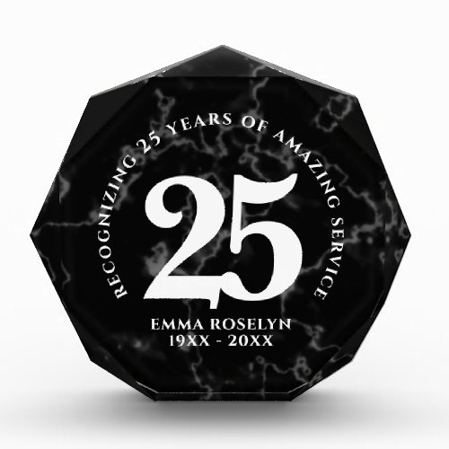 Elegant Black Marble 25 Years Work Anniversary Photo Block