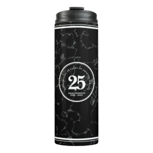 Elegant Black Marble 25 Years Work Anniversary Thermal Tumbler