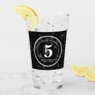 Elegant Black Marble 5 Years Work Anniversary Glass