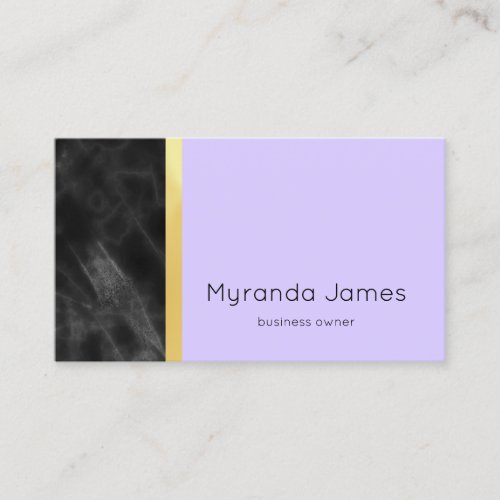 Elegant Black Marble and Gold Simple Light Purple Business Card