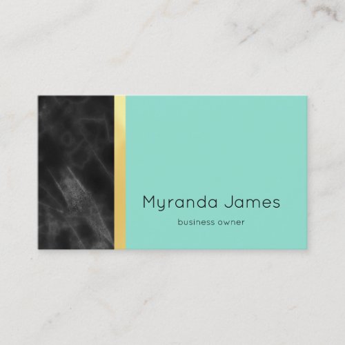 Elegant Black Marble and Gold Simple Mint Green Business Card