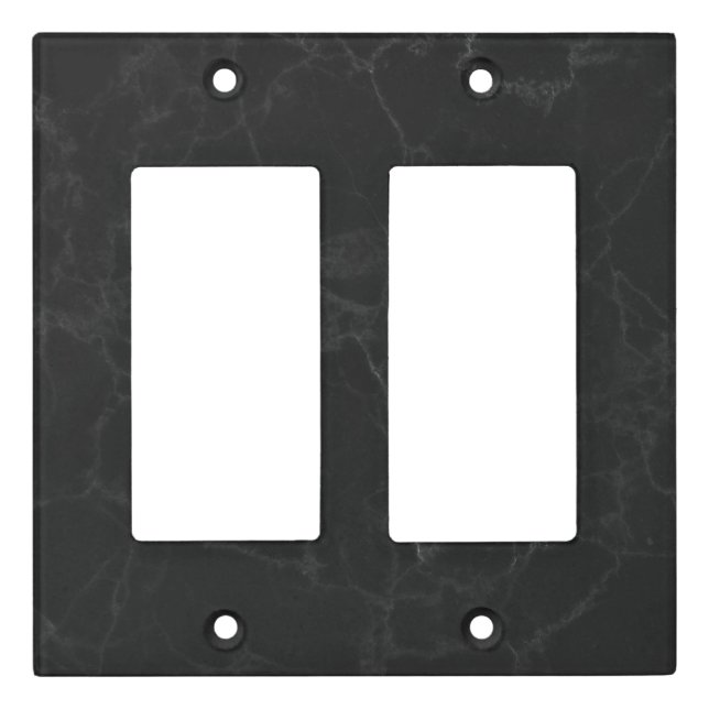 Elegant Black Marble Double Rocker Light Switch Cover (Front)