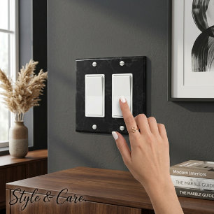 Elegant Black Marble Double Rocker Light Switch Cover