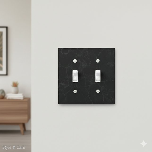 Elegant Black Marble Double Toggle Light Switch Cover (Elegant Black Marble Double Toggle Light Switch Cover)