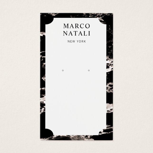 Elegant Black Marble Earring Display Card (Front)