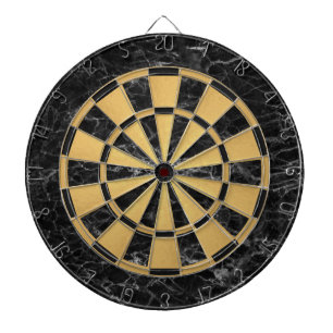 Elegant Black Marble Faux Gold Foil Classic Dart Board