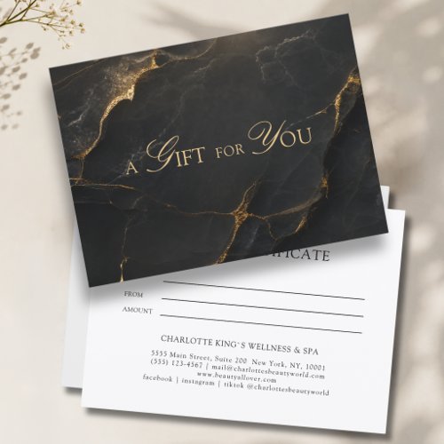 Elegant Black Marble Gift Certificate