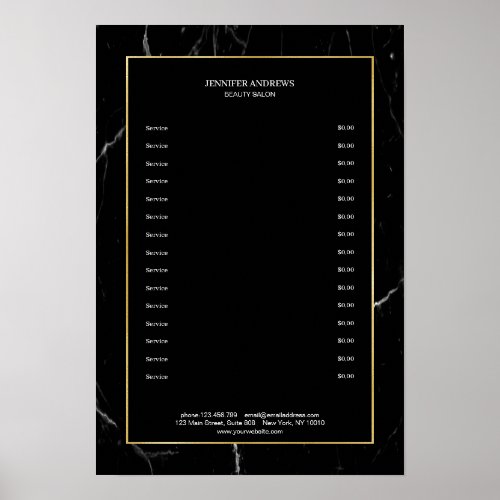 Elegant Black Marble Gold Poster