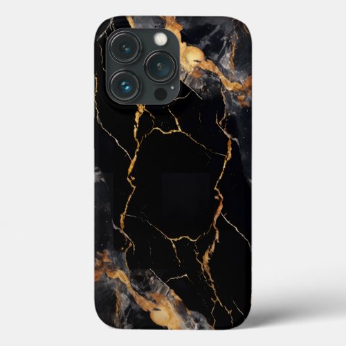 Elegant Black Marble Golden Veins iPhone 13 Pro Case