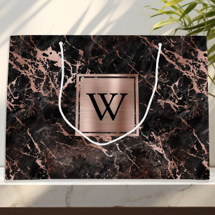 Marble Black and Gold Large Gift Bag